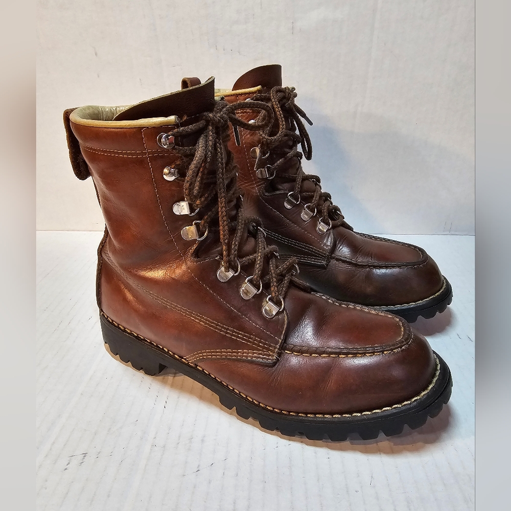 Vintage Wood N' Stream Union made moctoe insulated boots 9 M Vibram soles